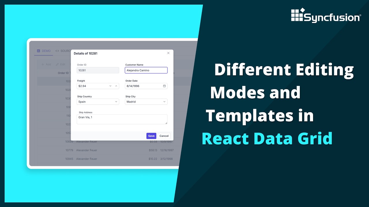 Different Editing Modes and Templates in React Data Grid - YouTube