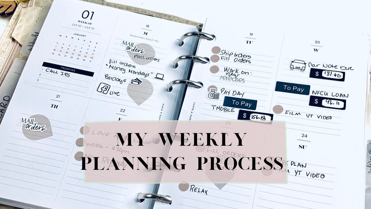 Weekly Process MY WEEKLY PLANNING PROCESS | A6 RINGS | WEEKLY PLAN WITH ME ...