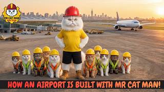 Learn Construction with MR CAT MAN! 🐱 Building a Big Airport for Kids | MR CAT MAN | Must Watch