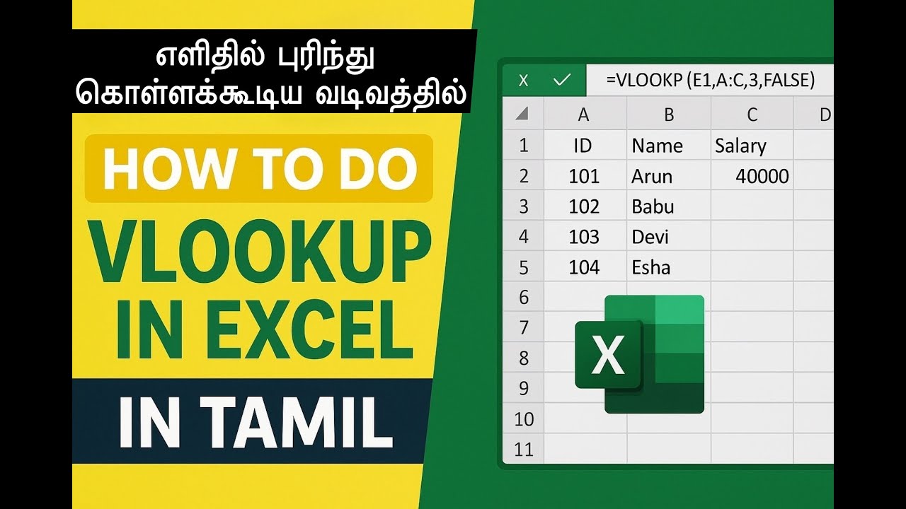 How to Use Vlookup Formula in Excel in Tamil - YouTube