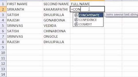 Excel TELUGU  Tutorial CONCATENATE Function