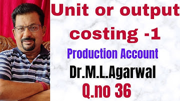 Unit or output costing -1 production Account Q.no 36 Dr.M.L.Agarwal ||Rajusengupta Classes||