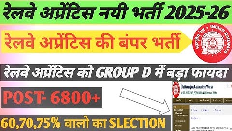 Railway Apprentice New Recruitment 2025||Railway apprentice merit list 2025||6800+ railway appren...