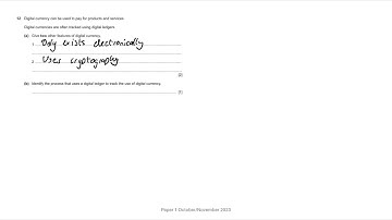 Q12 - Digital Currency - Paper 1 oct nov 23 Cambridge iGCSE Computer Science