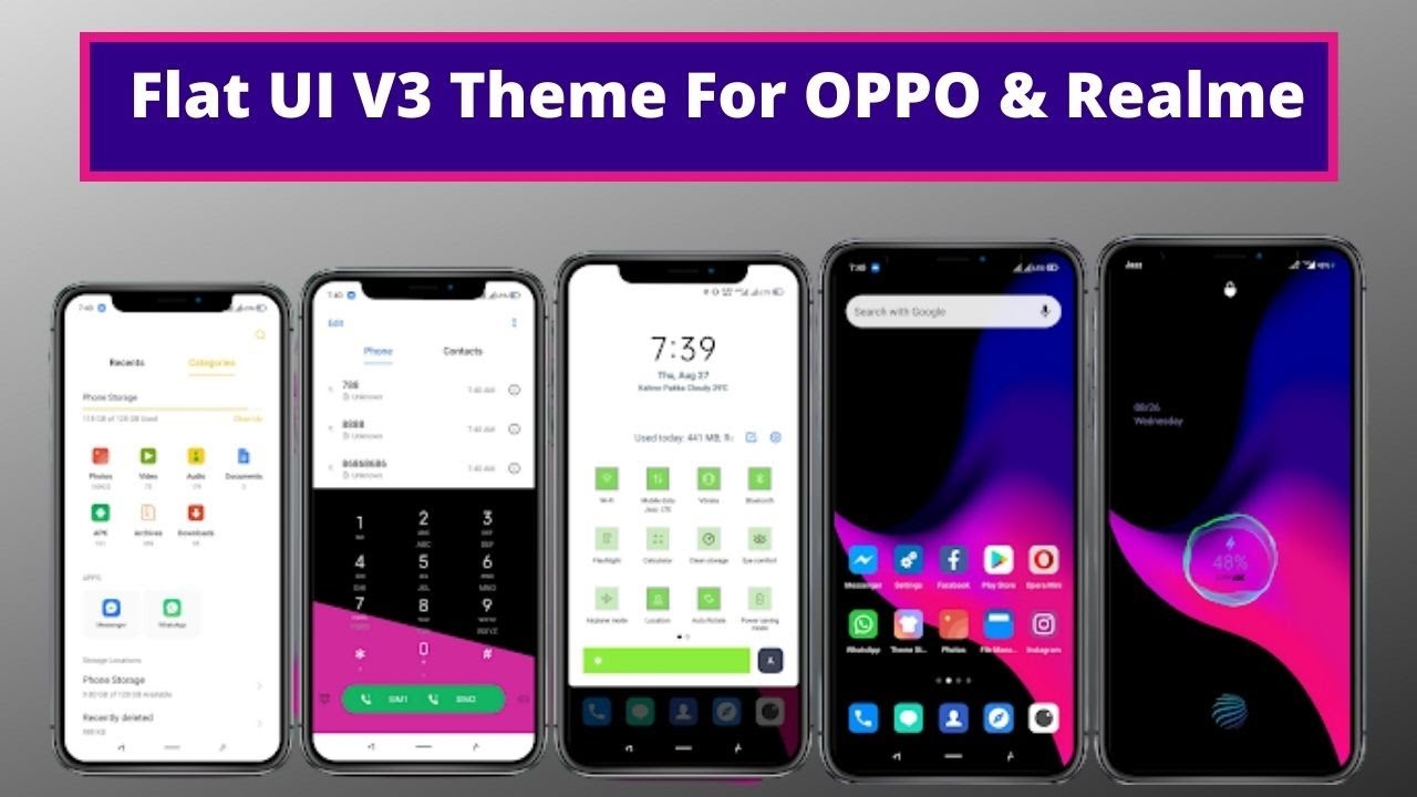 Flat UI V3 Theme For OPPO & Realme|| Best Theme For All OPPO & Realme ...