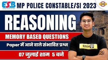 REASONING MEMORY BASED QUESTIONS | MP POLICE CONSTABLE/ MP SI 2023 | REASONING by JITIN SIR