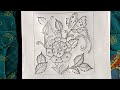 गुलाब के फूल पर आधारित आलेखन //gulab ka pool //how to draw rose step by step# alekhan #drawing4kids