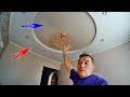 █ Потолок из гипсокартона внутри КРУГЛЫЙ натяжной Ч-1. Plasterboard ceiling with stretch ceiling.