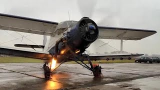 Extra Old ANTONOV AN-2 Engines COLD STARTING UP and NICE SOUND