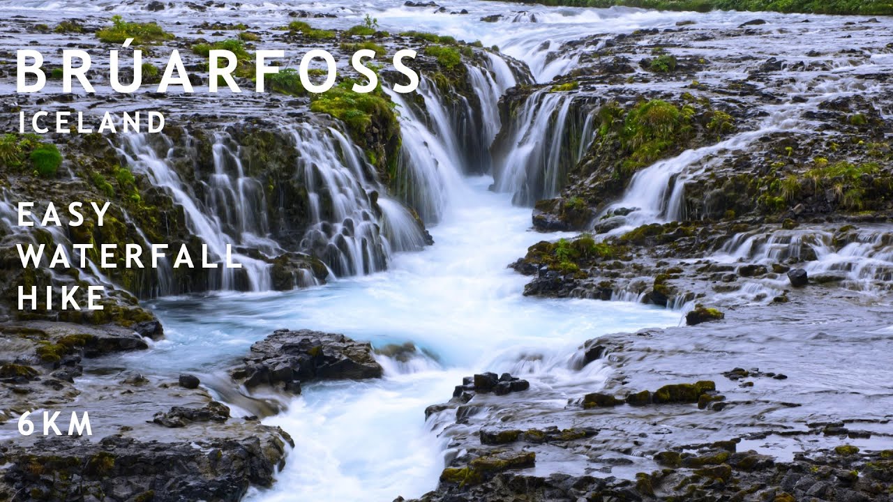 Iceland - Easy Hike to Brúarfoss (Waterfall) - leichte Wanderung zum Brúarfoss in Island (4K) — Brúarfoss — video poster