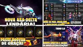 NOVAS SKINS DA ATUALIZAÇÃO, SLOT PARA 2 HABILIDADES ATIVAS E MUDANÇAS, PASSE BOOYAH DE GRAÇA E MAIS!