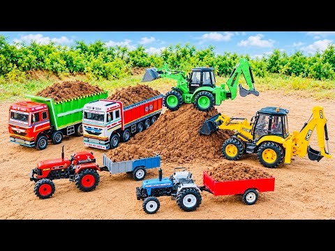 jcb tractor video | JCB 5CX fully loading sand 2 Tata tipper truck | tractor cartoon | jcb gadi