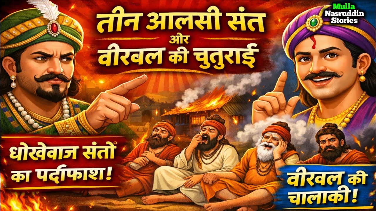 तीन आलसी साधु, अकबर बीरबल कि कहानी Akbar Birbal ki kahaniyan | Stories of Akbar Birbal Moral Stories