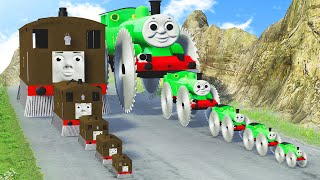 Big & Small: Toby The Tram Engine vs Henry The Green Engine with Saw Wheels vs DOWN OF DEATH BeamNG screenshot 4