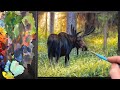 Bull Moose In Velvet Alla Prima, Free-hand Oil Painting