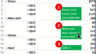 Famous Select And Format All Subtotals Rows In Pivot Table (In Outline Form) | Dollar Excel Net Worth