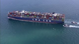 Massive container ship arrives at PortMiami