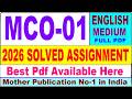 MCO 01 solved assignment 2026 || mco 01 solved assignment 2025-26 in English || ignou mco1