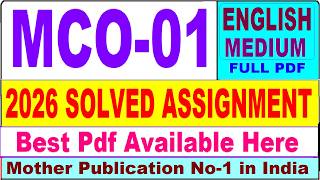 MCO 01 solved assignment 2026 || mco 01 solved assignment 2025-26 in English || ignou mco1