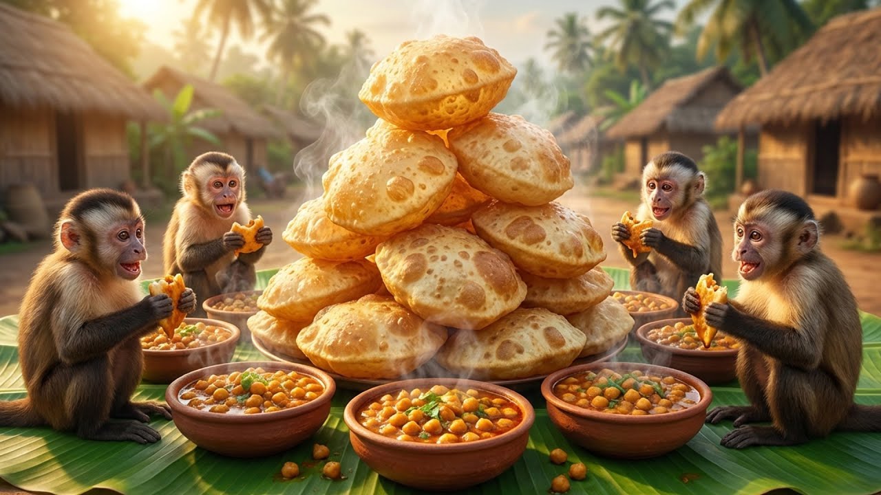 Golden Puffy Bread & Spicy Curry Feast! 🥘 Amazing Animal Cooking