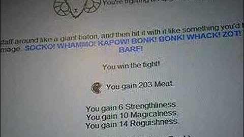 Kol .. (Kingdom of loathing) .. Howto:   Farm meat.