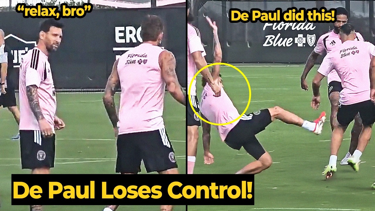 Месси реагирует на безумный подкат Де Поля в адрес своего нового товарища по команде Германа Берт...