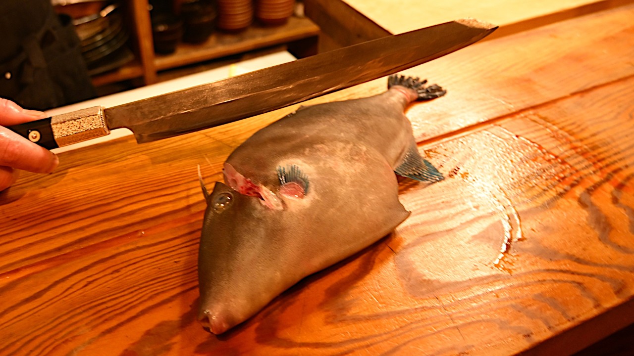 Japanese Chef Skills - Filefish Sashimi with Creamy Liver! - YouTube