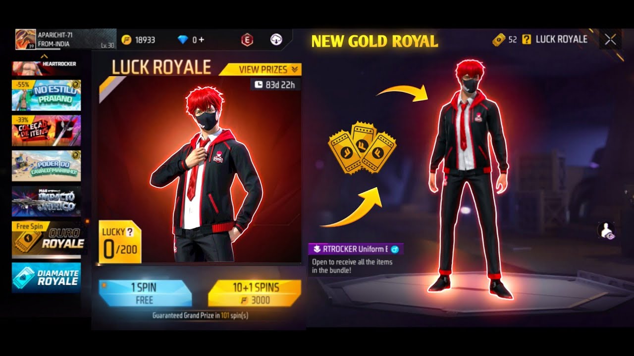 Free Fire New Gold Royal Bundle Upcoming New Gold Royal Bundle update 