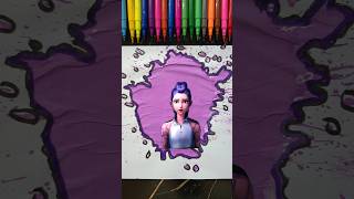 Rumi Satisfying Paint art With Pink Acrylics✨️🎨 || Kpop Demon Hunters #kpopdemonhunters #trending