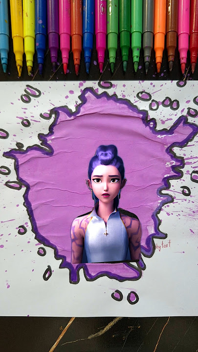 Rumi Satisfying Paint art With Pink Acrylics✨️🎨 || Kpop Demon Hunters #kpopdemonhunters #trending