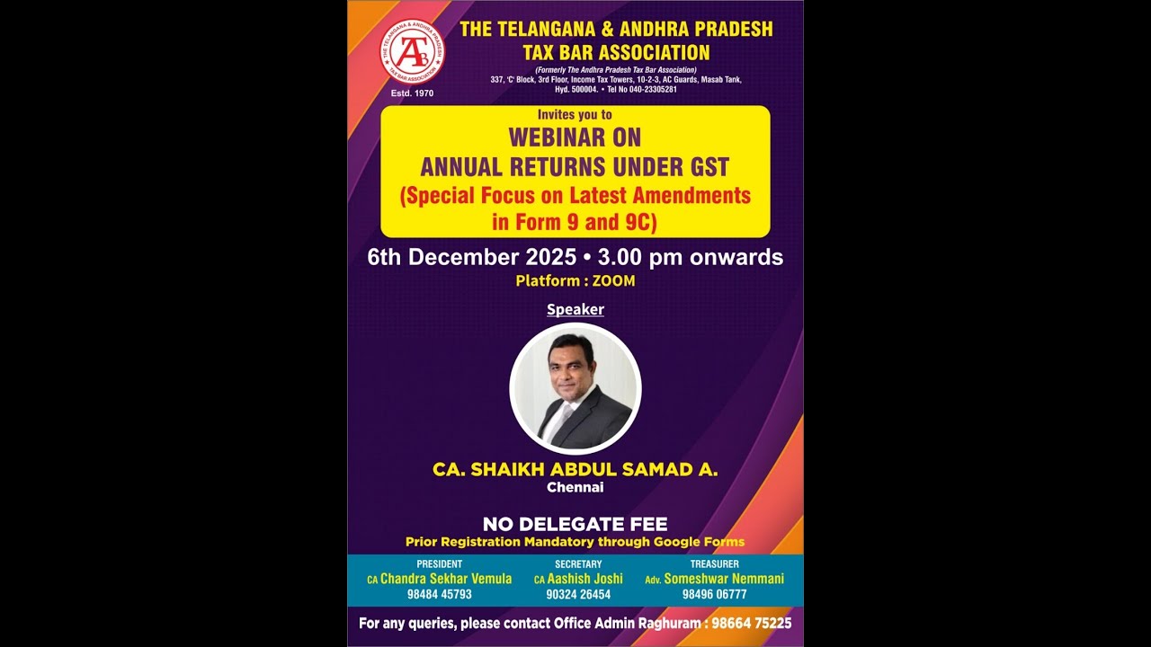 TAPTBA's Webinar | GST Annual Returns | CA. Shaikh Abdul Samad A
