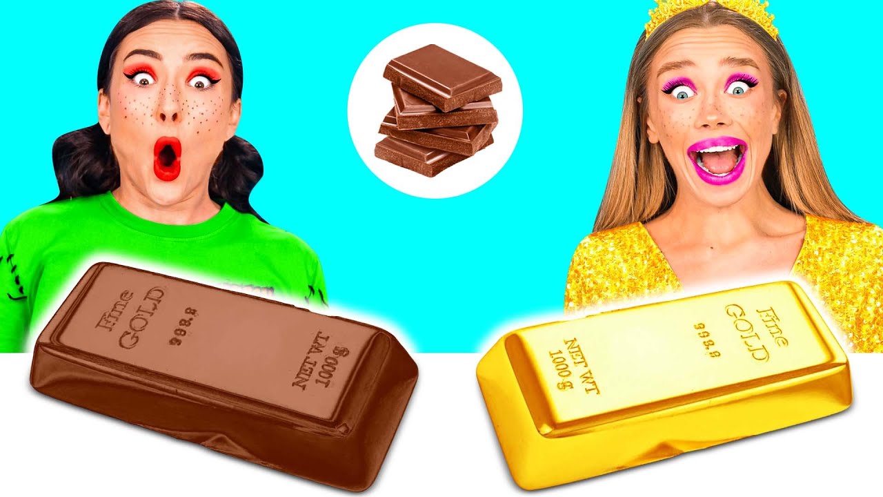 Челлендж. Шоколадная Еда vs Настоящая еда | Смешные Кулинарные Войны от BaRaDa Challenge