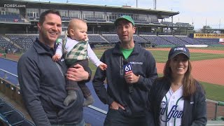 The FOX61 morning crew have fun at the Yard Goats opening day