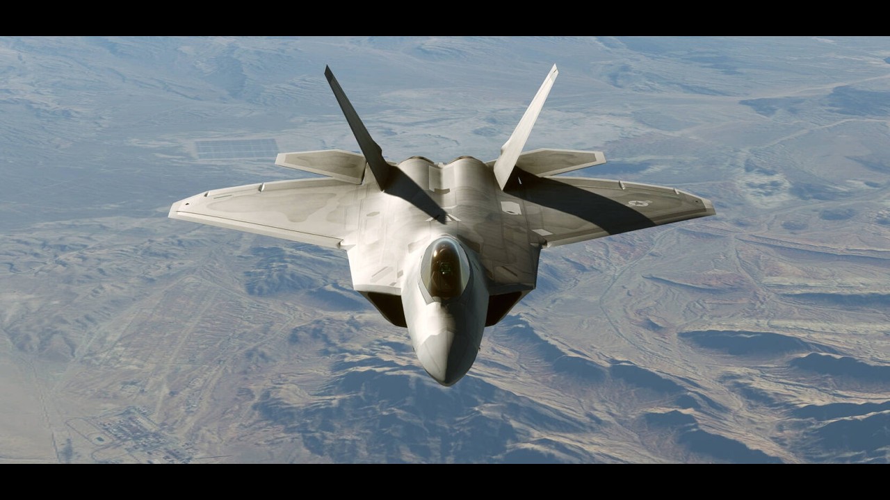 F-22 Raptor does fly bys on other aircraft at high altitude in Microsoft Flight Simulator 2024.