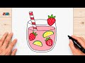 How to Draw a Cute Strawberry Lemon Drink????| Easy Kawaii Drawing for Kids & Beginners