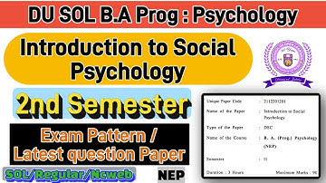 Introduction to Social Psychology BA Prog Psychology (NEP) 2nd Semester question paper du sol #dusol