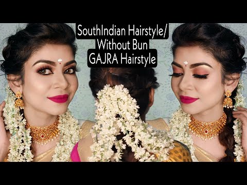 4 different type open hair gajra hairstyle with saree | jasmine flower  hairstyle - YouTube