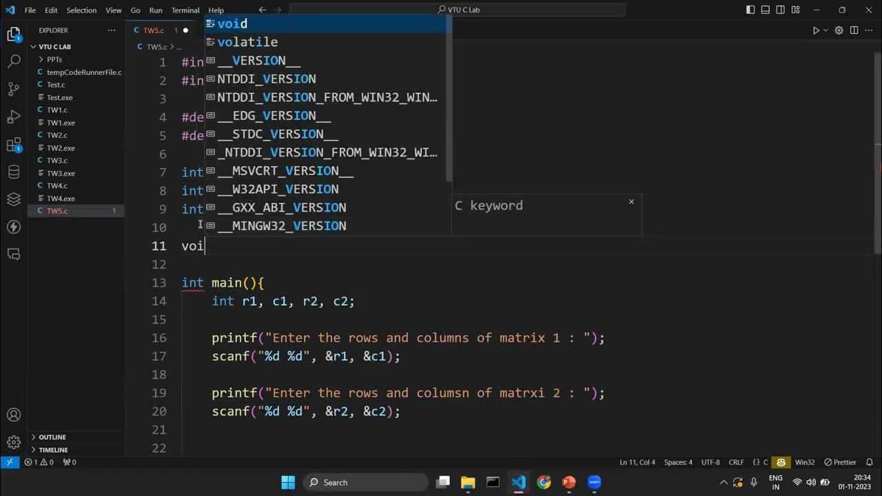 C Program Lab Assignment 5- Implement Matrix multiplication & validate ...