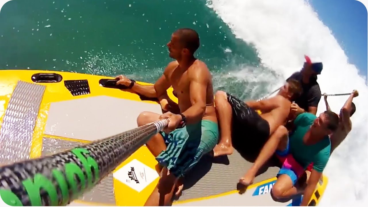crashes on air How to Paddleboard with Friends | 5 Guys, 1 SUP