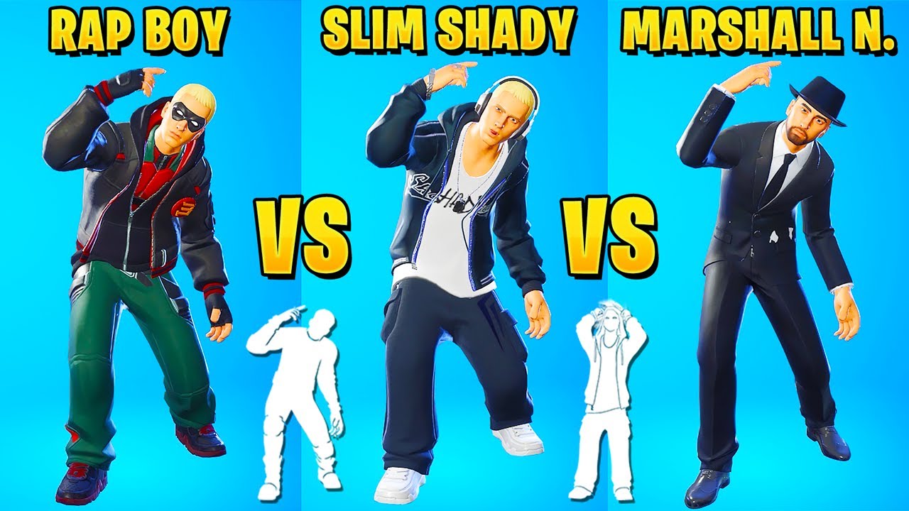 SLIM SHADY vs RAP BOY vs MARSHALL NEVER MORE in Fortnite Dance Battle