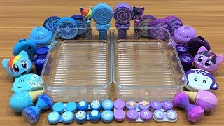 Mixing Clay and Beads Into Clear Slime ! Blue Vs Purple Special Series Part 10 Satisfying Slime