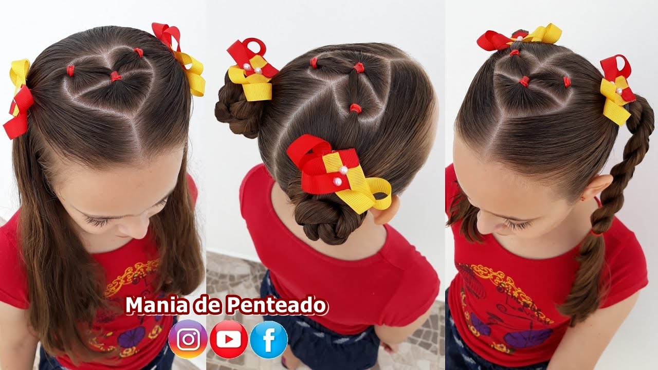 Penteado Infantil Fácil com Elásticos Coloridos  Easy Hairstyle with  Colorful Elastics for Girls 🌈🥰 