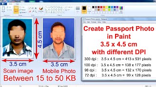 Resize Passport size Photo in Paint into 3.5 x 4.5 cm below 50 KB JPEG format for Online Form 🔥🔥🔥