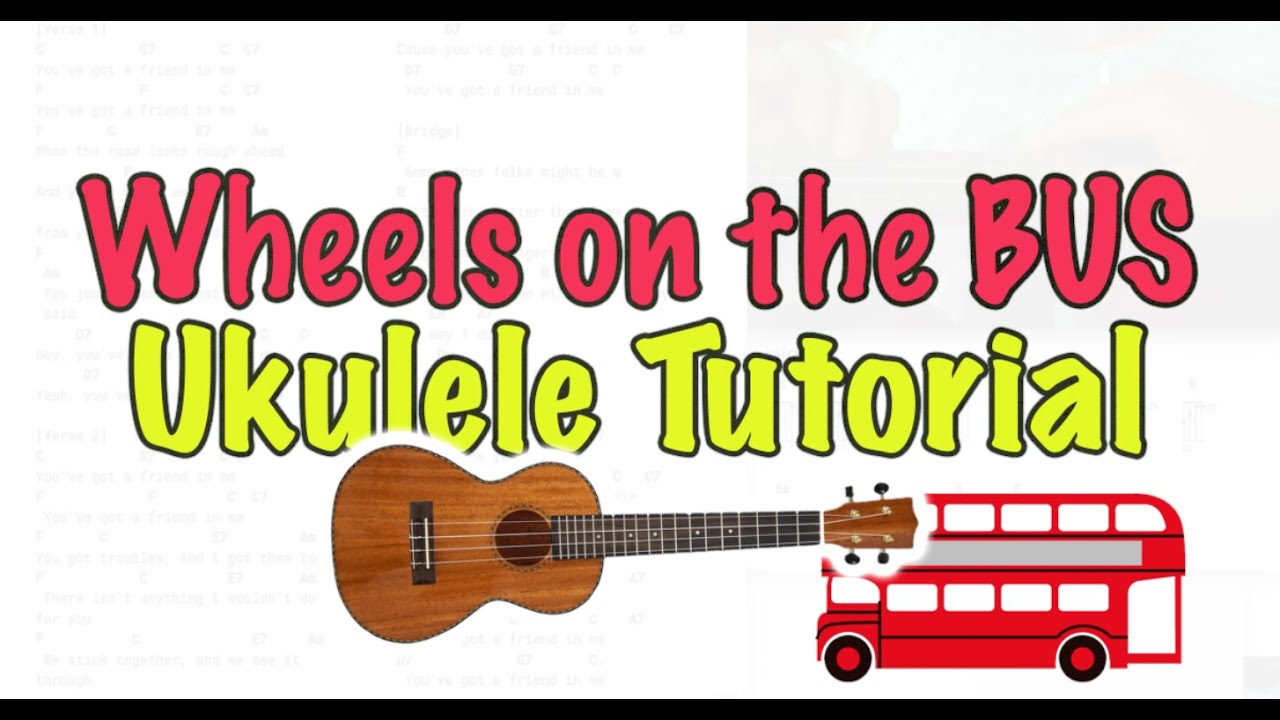 Wheels on the Bus easy strumming Ukulele Tutorial Play Along Sing Along