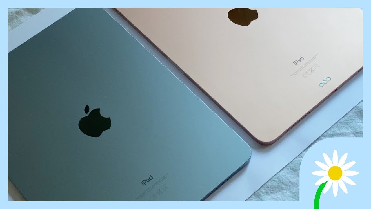 iPad Air 4 Colors in Natural Light (Rose Gold and Sky Blue) (4K)