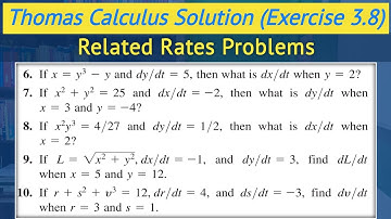 Thomas calculus exercise 3.8 Q6 to Q10 | Related rates problems urdu hindi || Lec 68