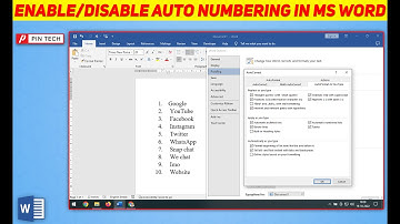 how to turn off and turn on automatic numbering in MS word | F HQOUE |