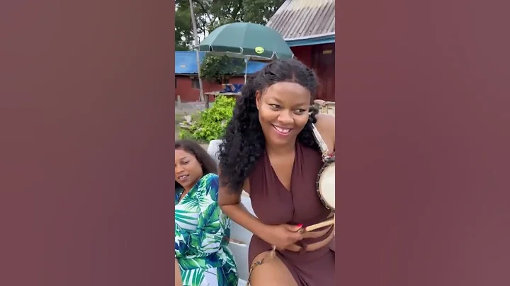 Nollywood Actress Kehinde Bankole Playing Talking Drum to Celebrate birthday