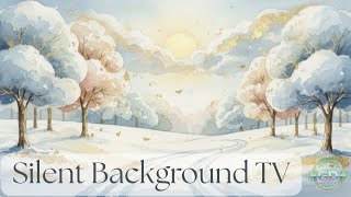📺 Silent Winter Sunrise ❄️ | Watercolor Snowfall TV Background (No Sound)