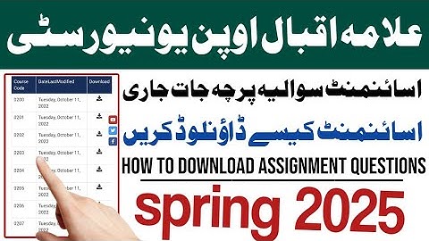 How to Download Aiou Assessment Questions | Aiou Assignment Questions Paper 2025 | Aiou Update